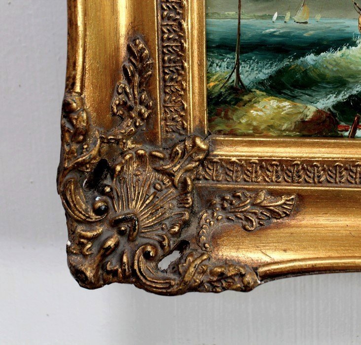 Pair Of Marine Paintings - 1st Part Twentieth-photo-3