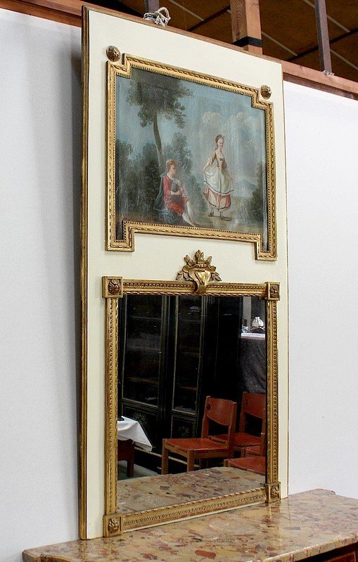  Grand Miroir Trumeau, Style Louis XVI - 2ème Moitié Du XIXe -photo-2
