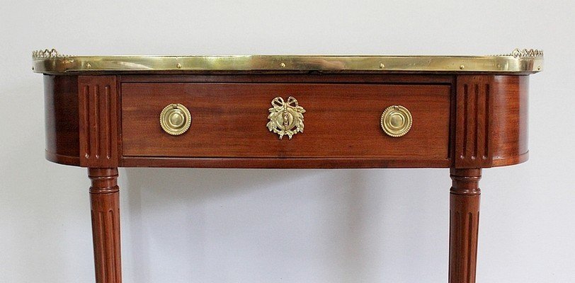  Petite Console En Acajou Massif Et Marbre, époque Louis XVI – XVIIIe -photo-2