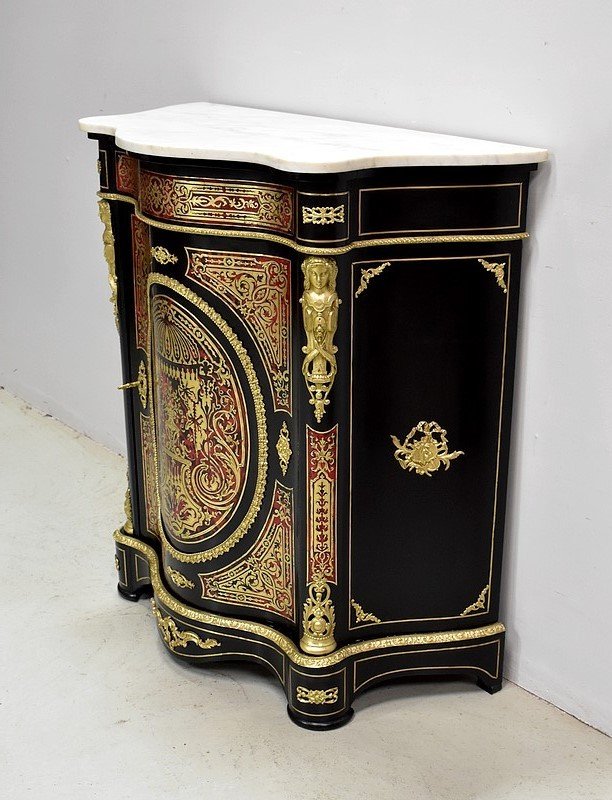 Meuble En Marqueterie `boulle`, époque Napoléon III - Milieu XIXe -photo-3
