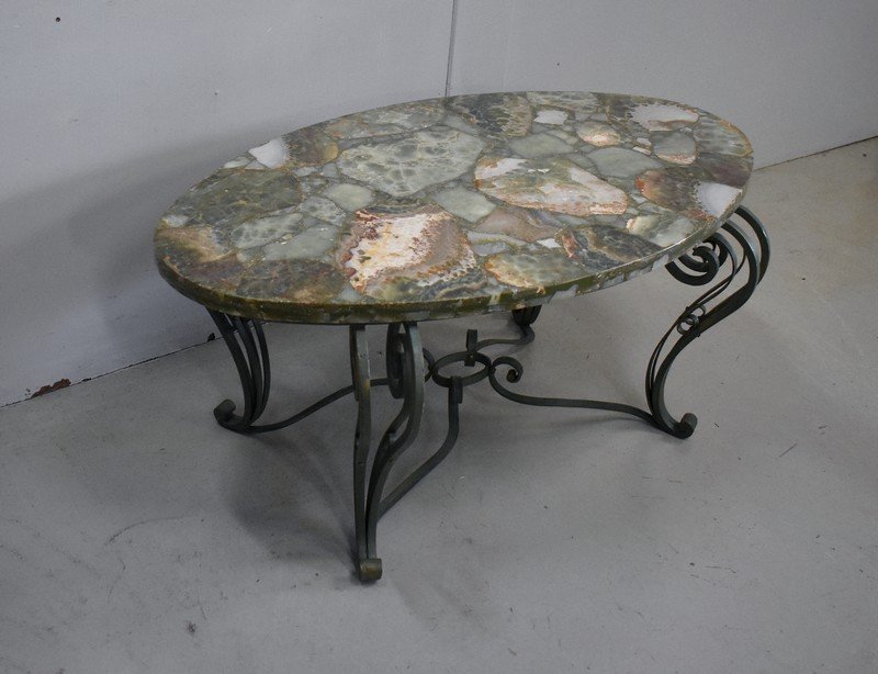 Marble And Wrought Iron Coffee Table – 1950-photo-2