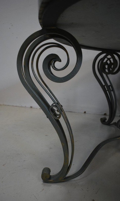 Marble And Wrought Iron Coffee Table – 1950-photo-2