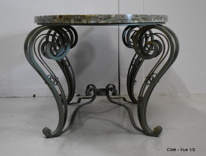 Marble And Wrought Iron Coffee Table – 1950-photo-6