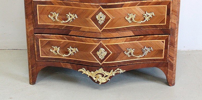 Small Commode In Yew And Cormier Wood, Louis XIV Style - Eighteenth-photo-3