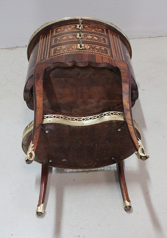 Small Inlaid Chiffonniere Commode, In Rosewood, Transition Style Louis XV - Louis XVI --photo-8