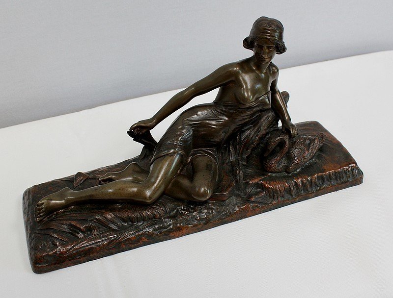  Bronze « Rêverie Au Bord Du Lac », De E. Drouot – 1900 -photo-2
