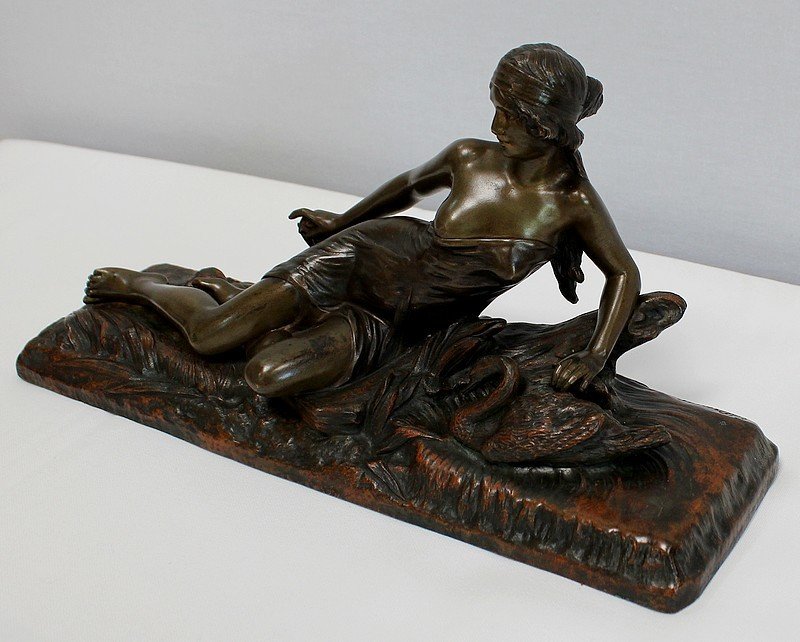  Bronze « Rêverie Au Bord Du Lac », De E. Drouot – 1900 -photo-3