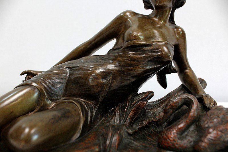  Bronze « Rêverie Au Bord Du Lac », De E. Drouot – 1900 -photo-1