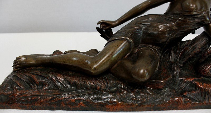  Bronze « Rêverie Au Bord Du Lac », De E. Drouot – 1900 -photo-2