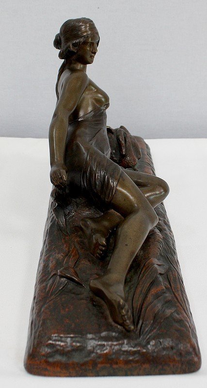  Bronze « Rêverie Au Bord Du Lac », De E. Drouot – 1900 -photo-8