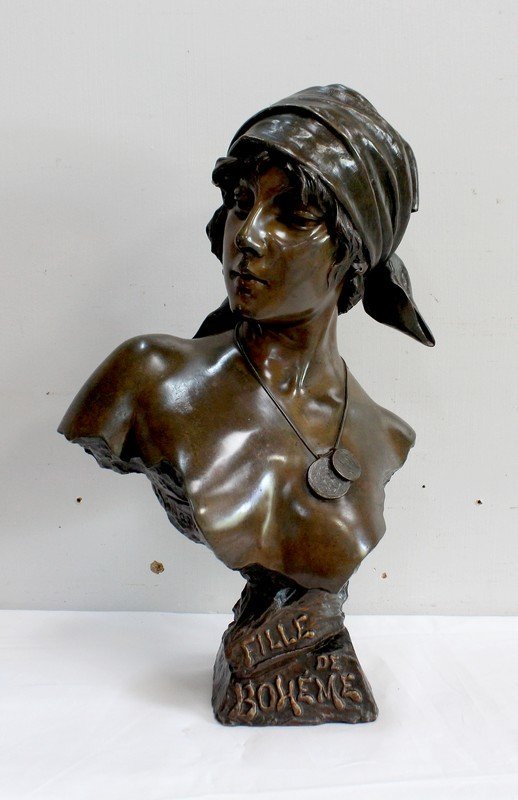  Bronze « Fille De Bohème » De E. Villanis – Début XXe -photo-4