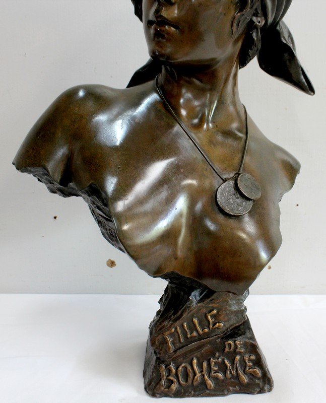  Bronze « Fille De Bohème » De E. Villanis – Début XXe -photo-2