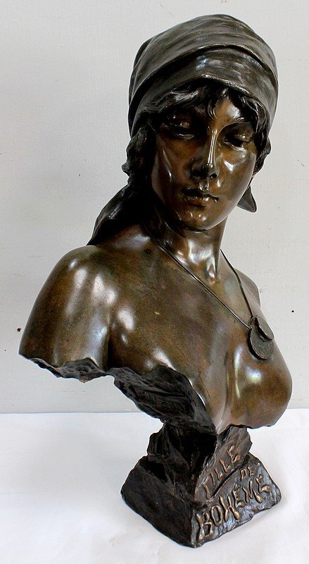  Bronze « Fille De Bohème » De E. Villanis – Début XXe -photo-3