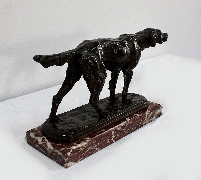  Bronze « Chien De Chasse à L’arrêt » De E. De Gaspary – Fin XIXe -photo-2