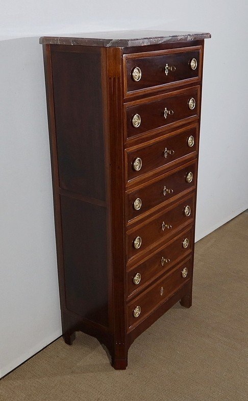 Small Semainier In Cuban Mahogany And Light Mahogany, Louis XVI Period - Eighteenth-photo-2