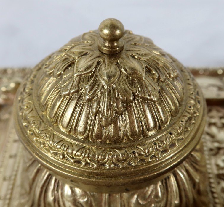 Inkwell In Gilt Bronze, In The Renaissance Taste - Late Nineteenth-photo-1