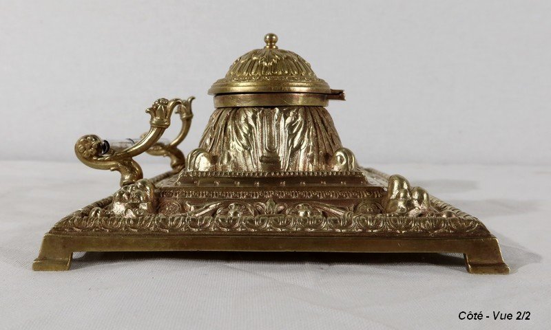 Inkwell In Gilt Bronze, In The Renaissance Taste - Late Nineteenth-photo-5