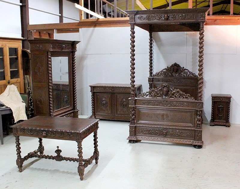 Louis XIII Canopy Bedroom Set - XIXth