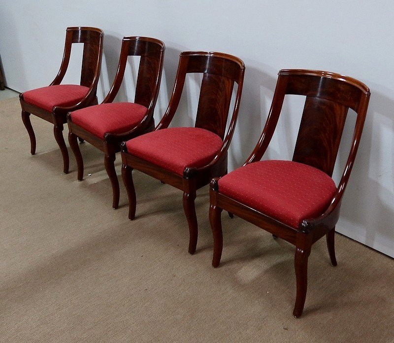 Suite Of Four Gondola Chairs In Mahogany, Restoration Period - 1st Part Of The Nineteenth-photo-3