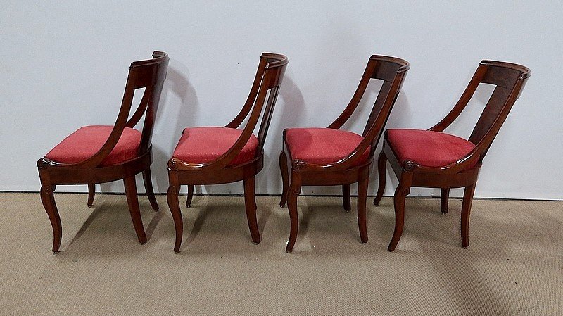 Suite Of Four Gondola Chairs In Mahogany, Restoration Period - 1st Part Of The Nineteenth-photo-1