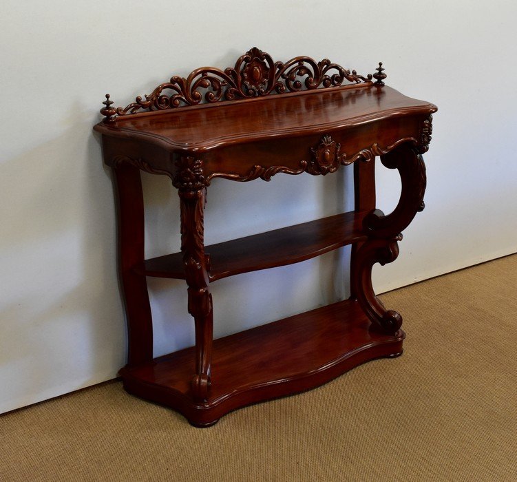 Serving Console In Solid Mahogany, Napoleon III Period - Mid-19th Century-photo-2