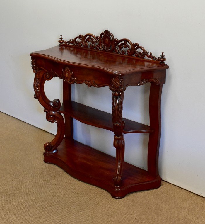 Serving Console In Solid Mahogany, Napoleon III Period - Mid-19th Century-photo-3