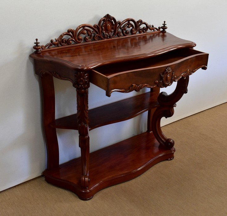 Serving Console In Solid Mahogany, Napoleon III Period - Mid-19th Century-photo-4