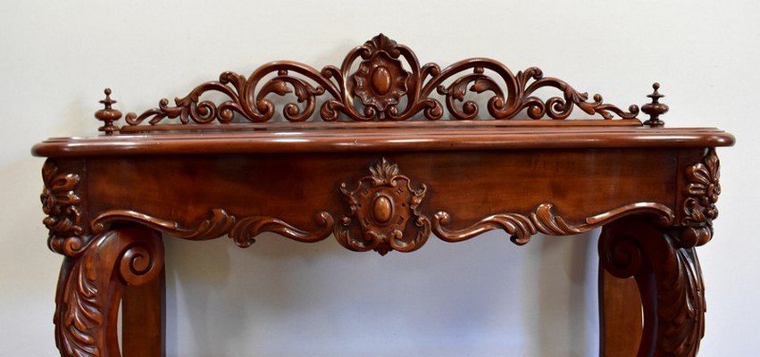 Serving Console In Solid Mahogany, Napoleon III Period - Mid-19th Century-photo-2