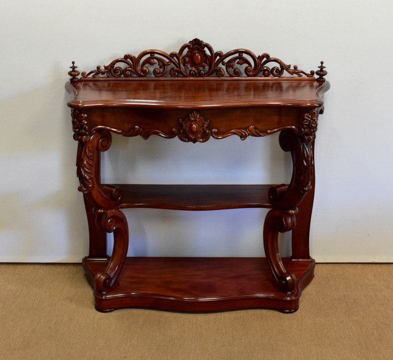 Serving Console In Solid Mahogany, Napoleon III Period - Mid-19th Century