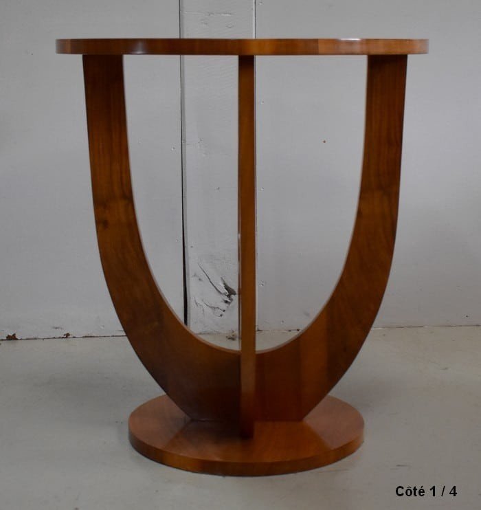 Small Walnut Pedestal Table, Art Deco - 1920s - 1930s-photo-4