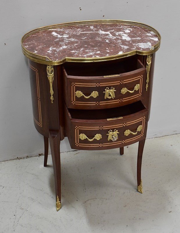 Petite Commode Chiffonnière En Acajou, Style Transition Louis XV - Louis XVI - Fin XIXe-photo-4