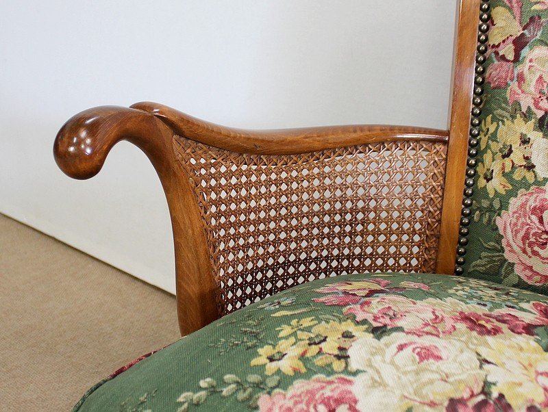 Set Of Armchairs And Chippendale Table In Solid Beech - 1950-photo-4