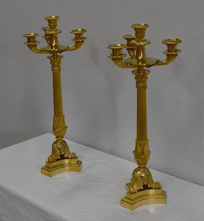Pair Of Candelabras In Gilt Bronze, Louis-philippe Period - Early Nineteenth-photo-3