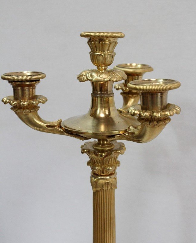 Pair Of Candelabras In Gilt Bronze, Louis-philippe Period - Early Nineteenth-photo-1