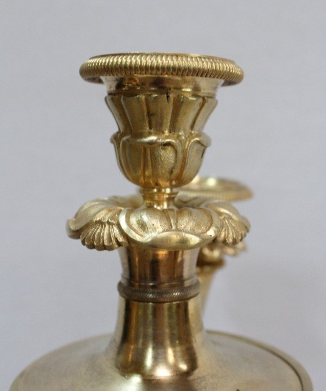 Pair Of Candelabras In Gilt Bronze, Louis-philippe Period - Early Nineteenth-photo-2