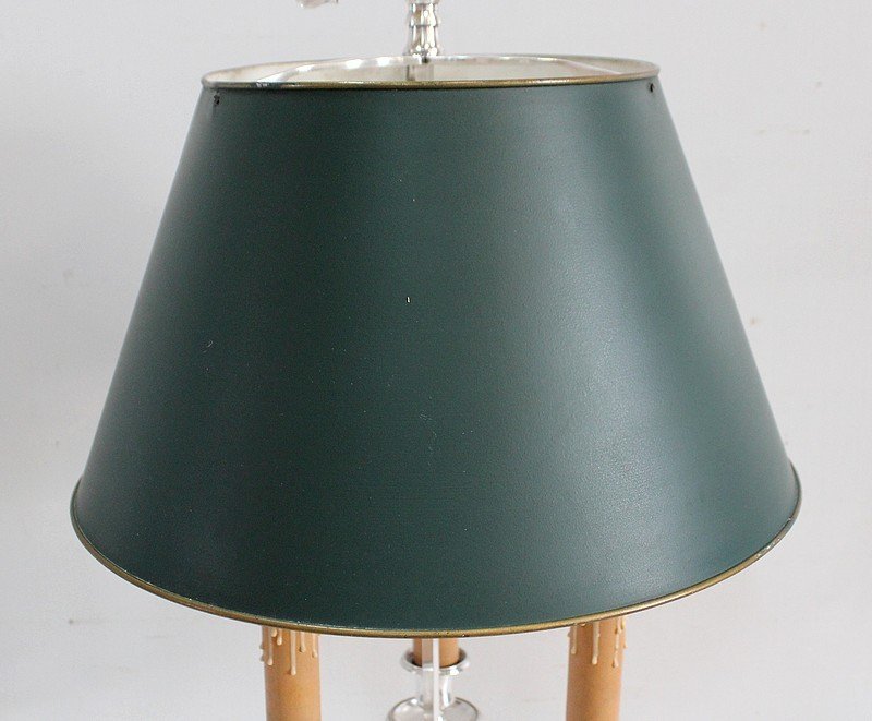 Importante Lampe Bouillotte En Métal Argenté, Goût Louis XVI – Fin XIXe-photo-3