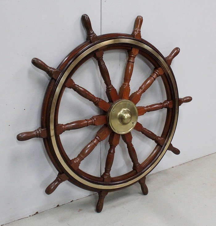 Teak Boat Wheel Helm - Early Twentieth-photo-2