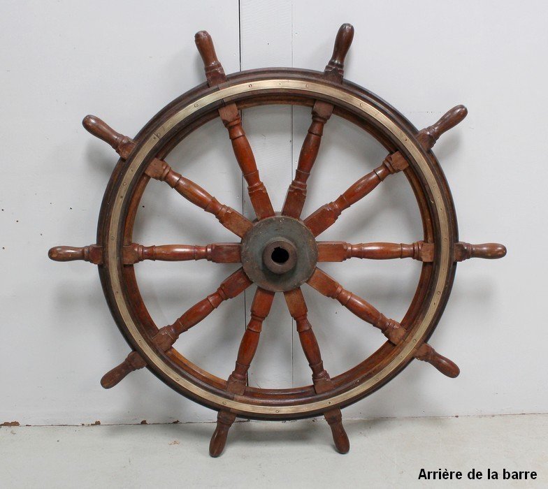 Teak Boat Wheel Helm - Early Twentieth-photo-5