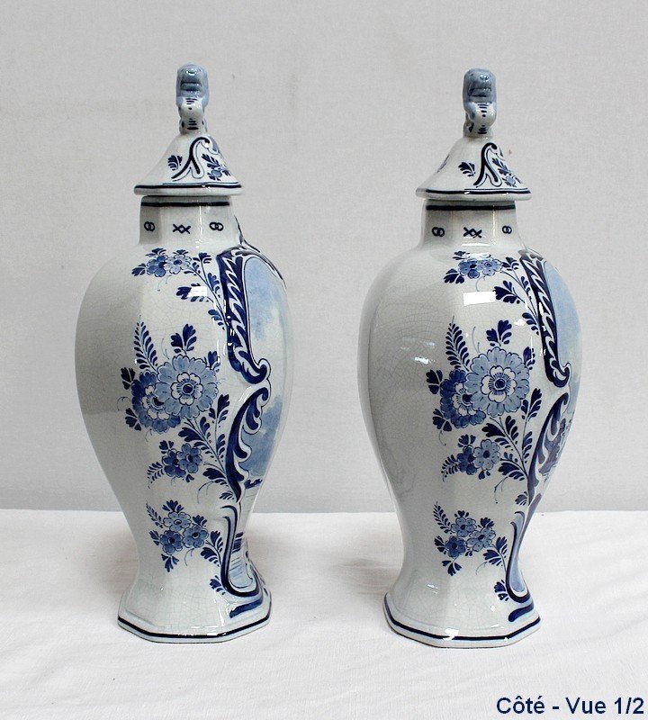 Paire De Vases En Faïence De Delft – Début XXe-photo-6