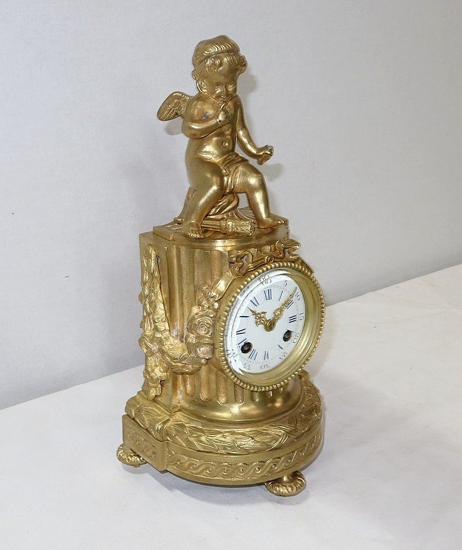 Clock In Gilt Bronze, Louis XVI Style, Napoleon III Period - Mid-19th Century-photo-2