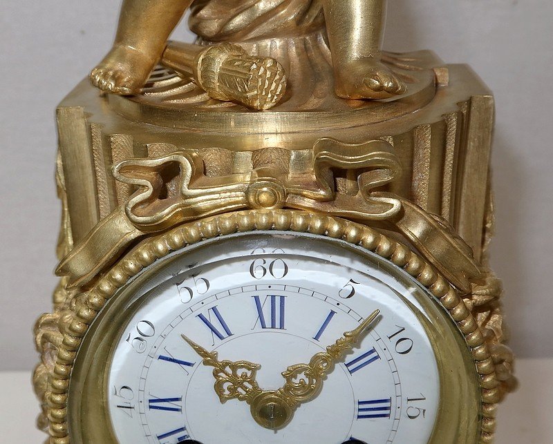 Clock In Gilt Bronze, Louis XVI Style, Napoleon III Period - Mid-19th Century-photo-4