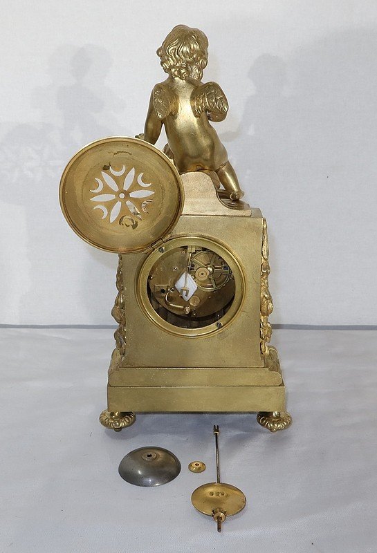 Clock In Gilt Bronze, Louis XVI Style, Napoleon III Period - Mid-19th Century-photo-8