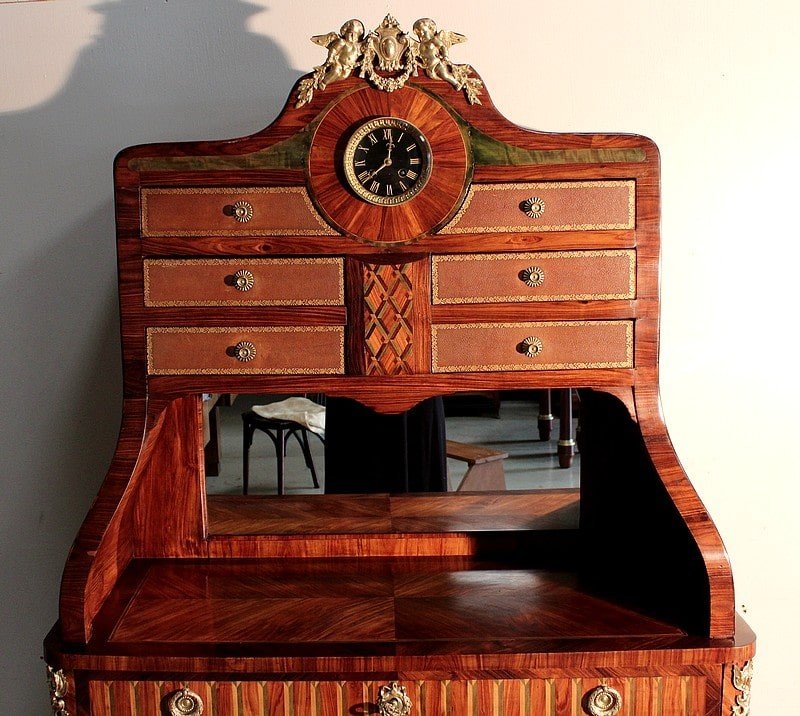 Small Cartonnier Buffet In Louis XV Style Marquetry - Louis XVI - Late Nineteenth-photo-4