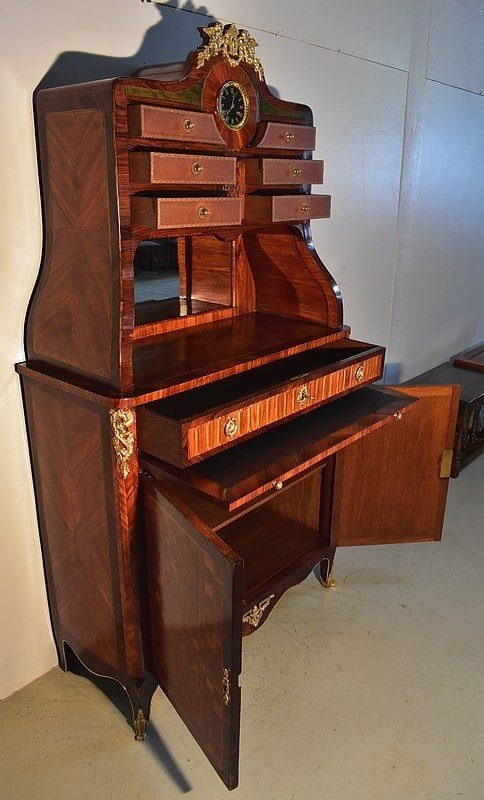 Small Cartonnier Buffet In Louis XV Style Marquetry - Louis XVI - Late Nineteenth-photo-3