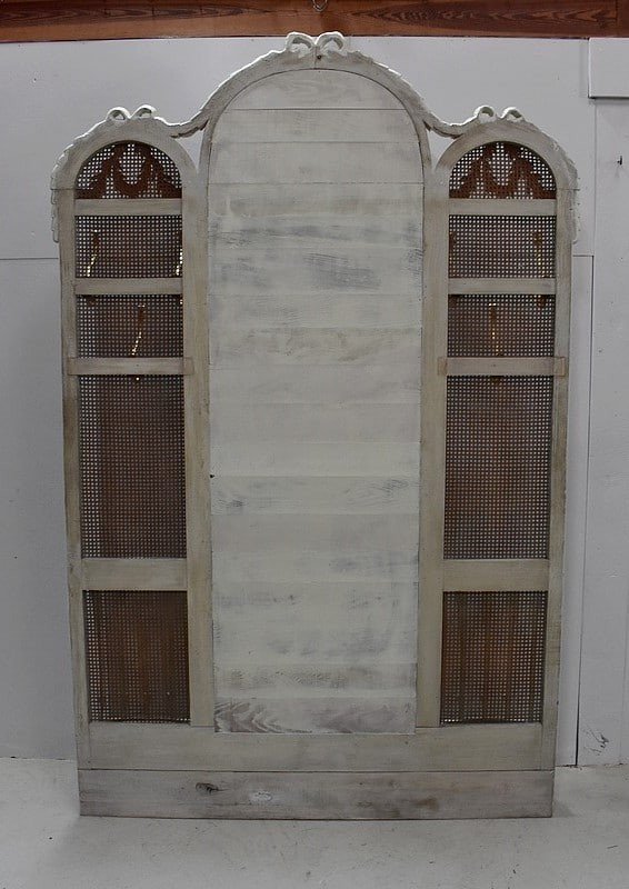 Important Cream Wall Cloakroom, With Mirror And Caning, Louis XVI Taste - 1900-photo-8
