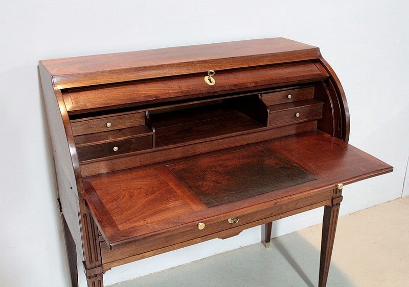 Bureau Cylindre Louis XVI En Acajou XVIIIe-photo-4