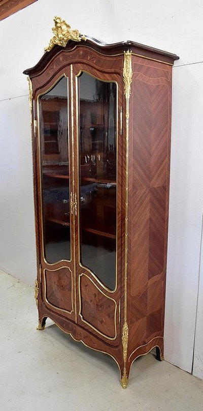 Bookcase In Mahogany, Violet Wood And Rosewood, Louis XV Style, Napoleon III Period --photo-3