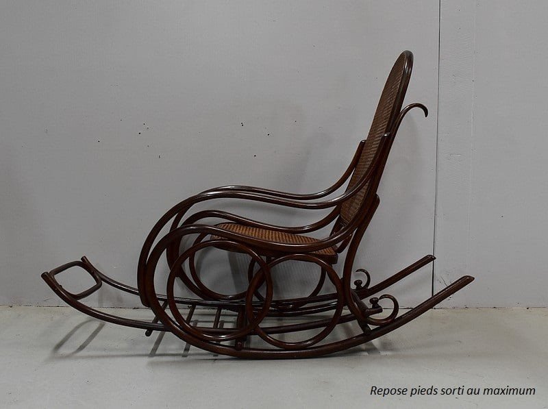Rocking Chair Et Son Repose Pieds, En Hêtre, Esprit `thonet` - 1900-photo-2