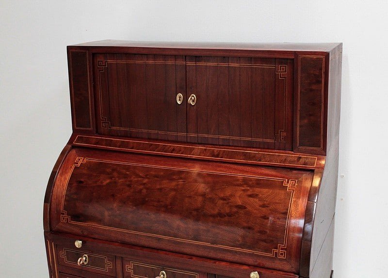 Louis XVI Cylinder Desk In Eighteenth Mahogany-photo-2