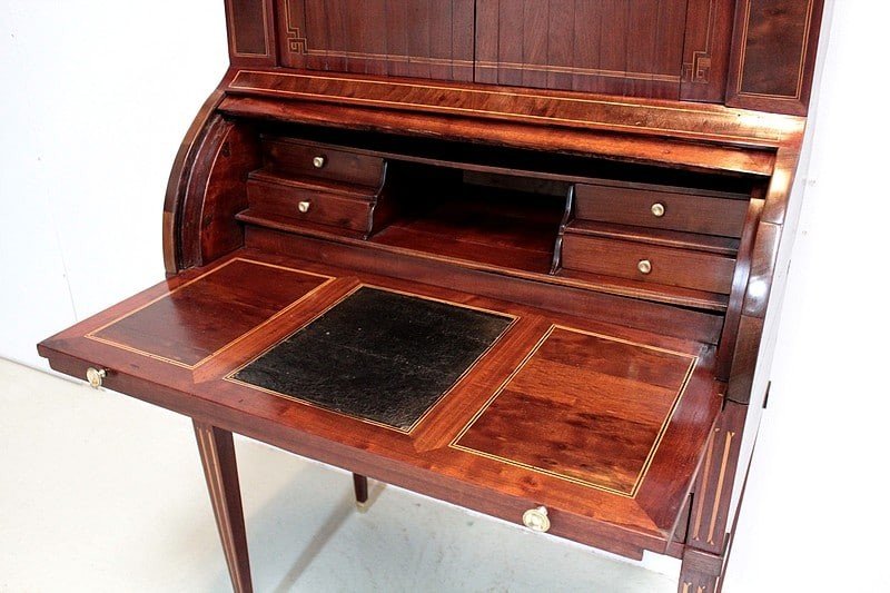Louis XVI Cylinder Desk In Eighteenth Mahogany-photo-2